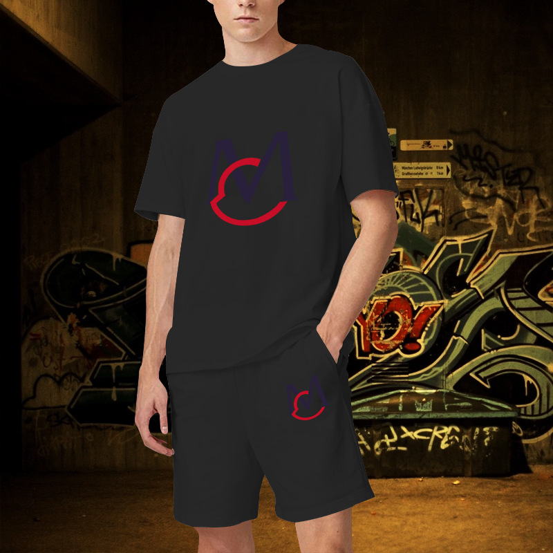 2023 nuevos deportes casuales camiseta de los hombres de verano de fitness shorts camiseta traje de running traje de manga corta de los hombres de comercio exterior