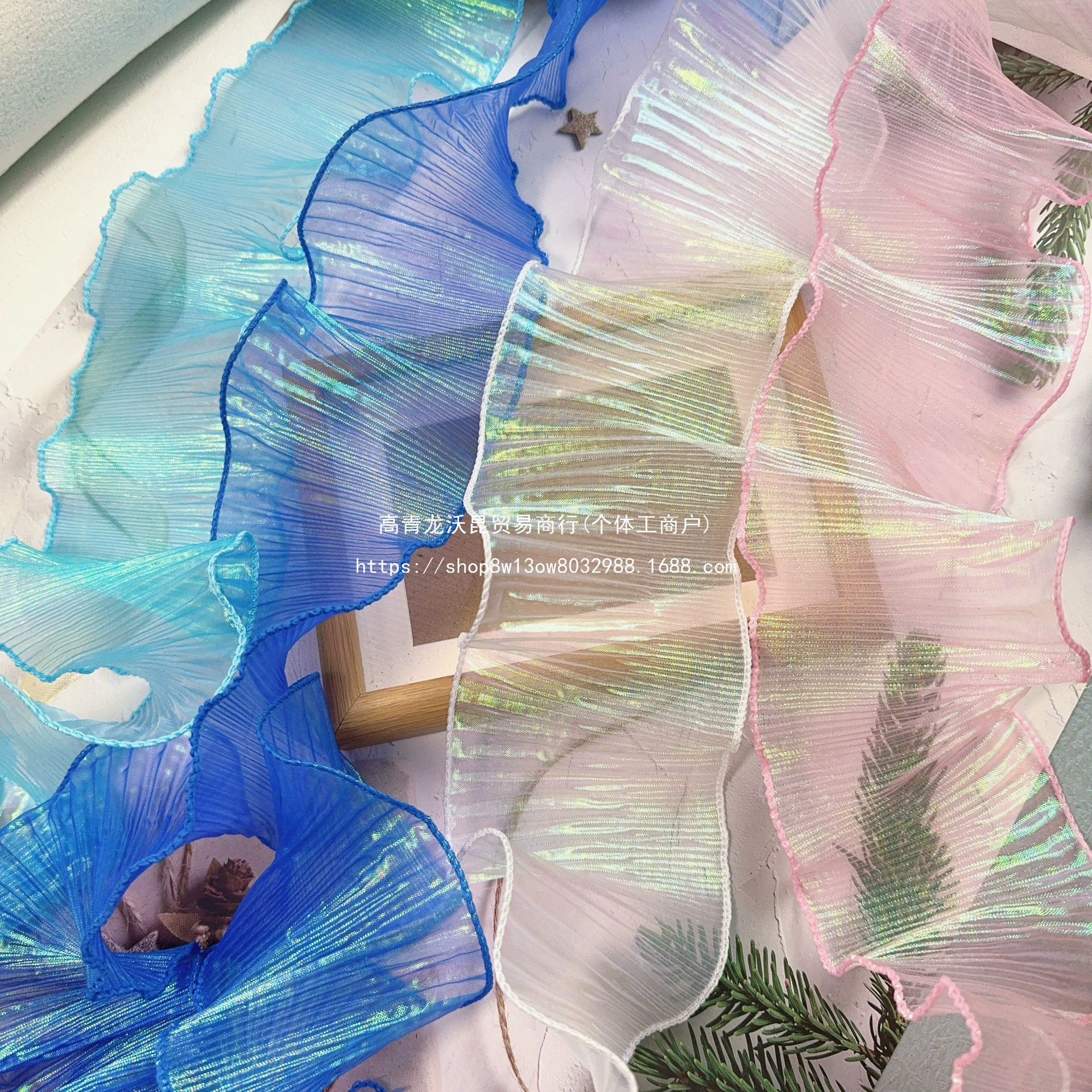 9 см шириной, красочная органза, градиентная плиссированная стерео кружевная юбка с листьями лотоса, аксессуары для одежды, кружево