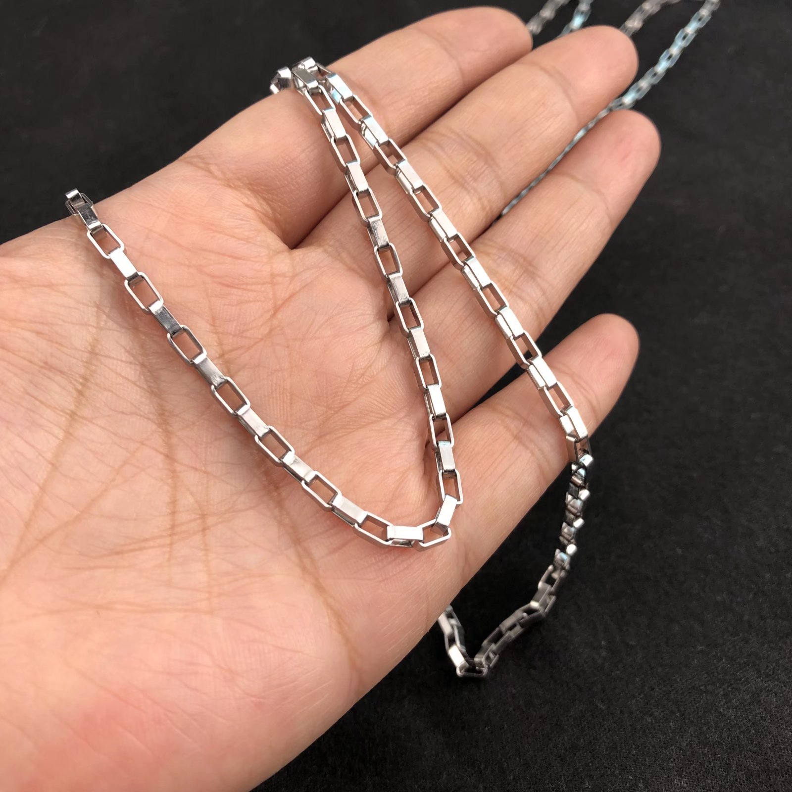 Men's Titanium Long Box NK Metal Hip Hop Stainless Steel Necklace Accessories Chain_voghion.com