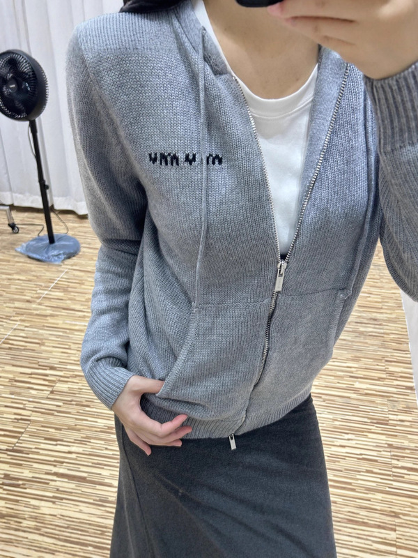 新款复古连帽毛衣开衫女春秋格子修身针织外套慵懒风短款针织上衣|undefined