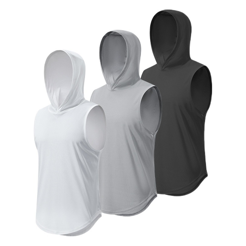 Summer New Sports Vest Men's Quick-Drying Loose Vest Fitness Men's Basketball Training Hooded Fitness Vest Women