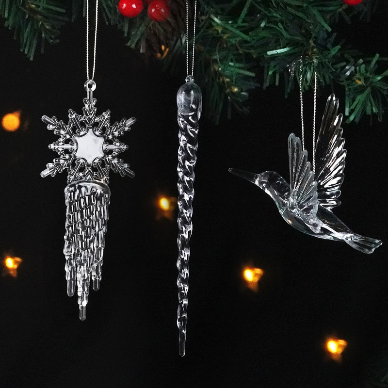 Christmas Decorations Outdoor Event Decoration Creative Pastoral Wheat Ears Artificial Snowflakes Ice Bars Snowballs Flying Bird Pendants
