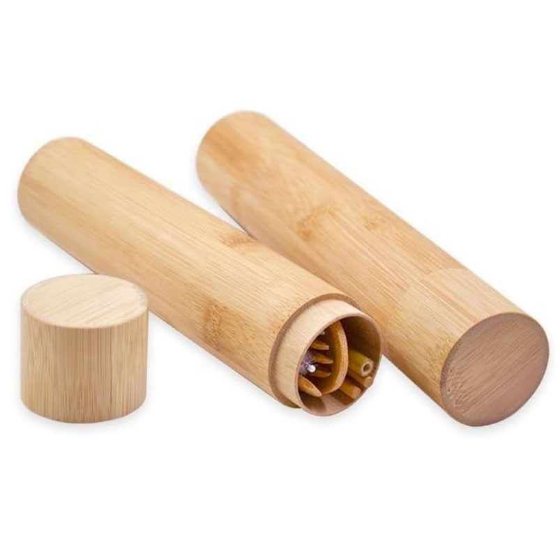 Cuchillo, tenedor y cuchara de bambú de Amazon, vajilla de bambú, caja de regalo de almacenamiento de tubos de bambú, vajilla portátil de bambú personalizada en tubo de regalo