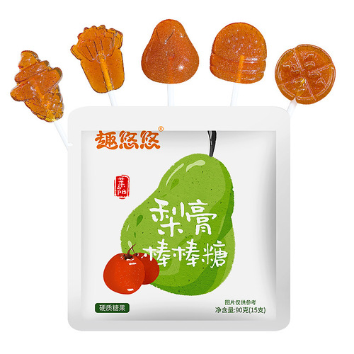 Charming Autumn Pear Paste Candy Sticks for Children's Day, Snack Candy Wholesale, About 15 Pieces, 90g
