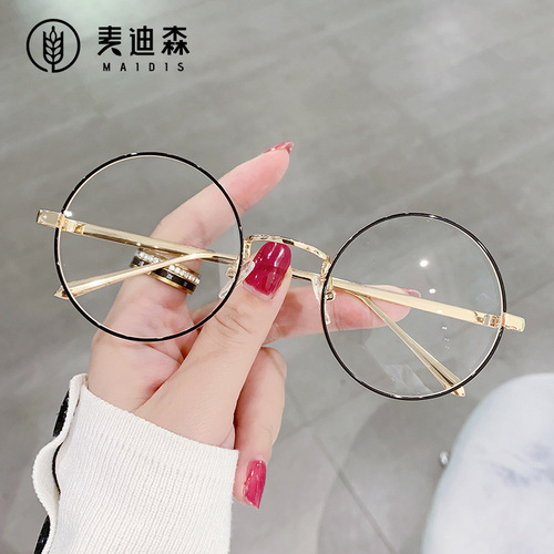 Jet 8063 round frame large frame metal anti-blue light Japanese myopia frame couple glasses student glasses