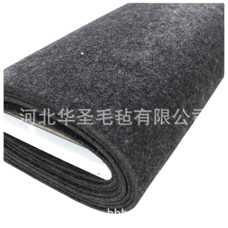 黑色阻燃毛毡布  戟绒布 工厂供各规格厚度 1-3mm涤纶针刺无纺布