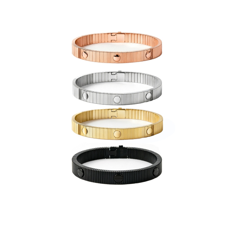 Kajia Cnc Elastic Cut-Edge Handmade Couple Bracelet Fashionable Striped Multi-Layer Gold Bracelet Stainless Steel Couple Bracelet