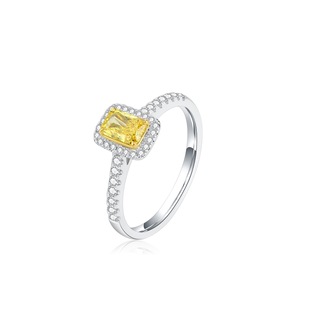 Hepburn Style Cultivated Diamond Ring 0.5 Carat Square Wedding Ring 18K Gold Inlaid Yellow Diamond Ring Empty Support Genuine