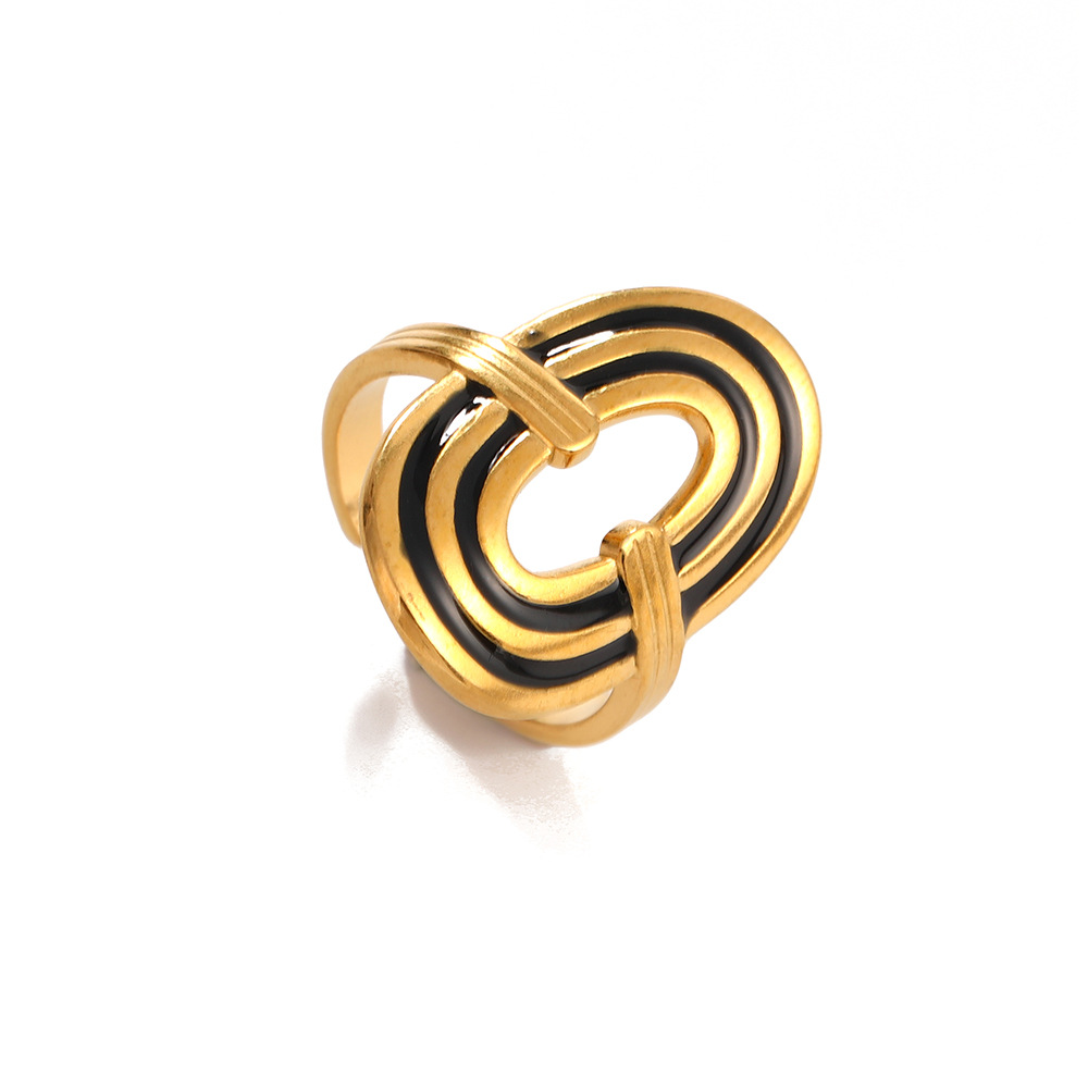 8g Weight 18K Gold Plated Plating Material Open Rings Classification Adjustable Ring Size 1 Piece Quantity Holiday, Daily Occasion 304 Stainless Steel Material Star, Oval, Wings Pattern Unisex Gender Enamel Design Simple Style, IG Style Style Wholesale Jewelry IG Style Simple Style Star Oval Wings 304 Stainless Steel 18K Gold Plated Enamel Open Rings 15