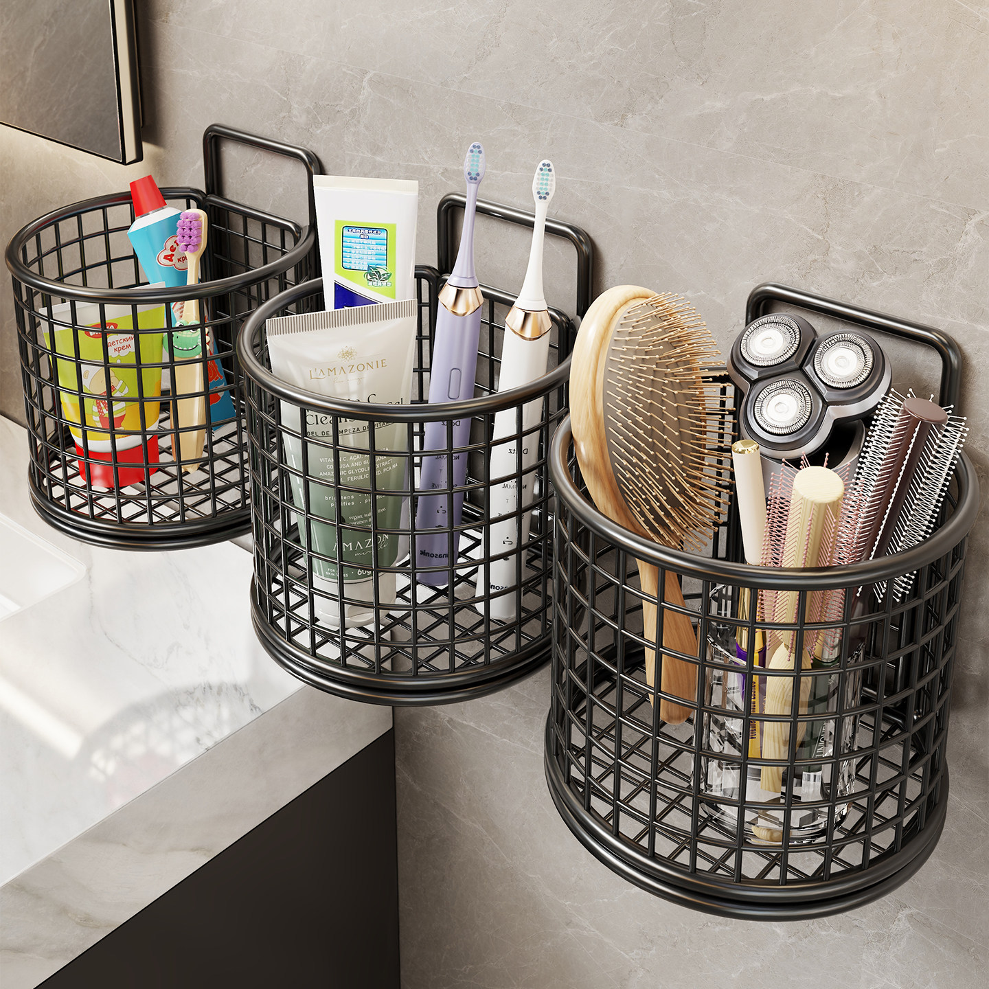 Organizador de Baño de Pared Multifuncional Sin Perforación