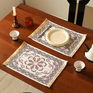 Cotton woven printed Christmas placemat Coffee MAT household breathable insulation fabric table mat hotel Western placemat