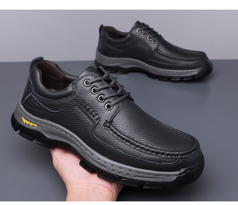 Giày da nam da bò thật mũi tròn đế dày đa năng thoáng khí — q6303 kaki, q6303 màu nâu, q6303 đen chi tiết 26