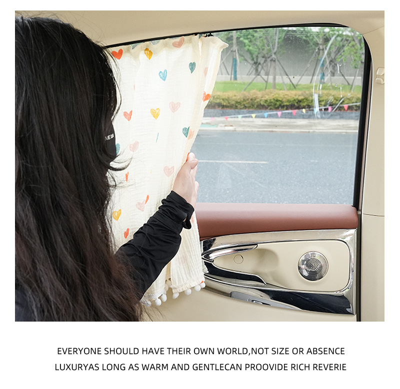 Embedded rail car curtain double-layer cotton yarn car sun protection heat insulation sunshade car sunshade side curtain for women