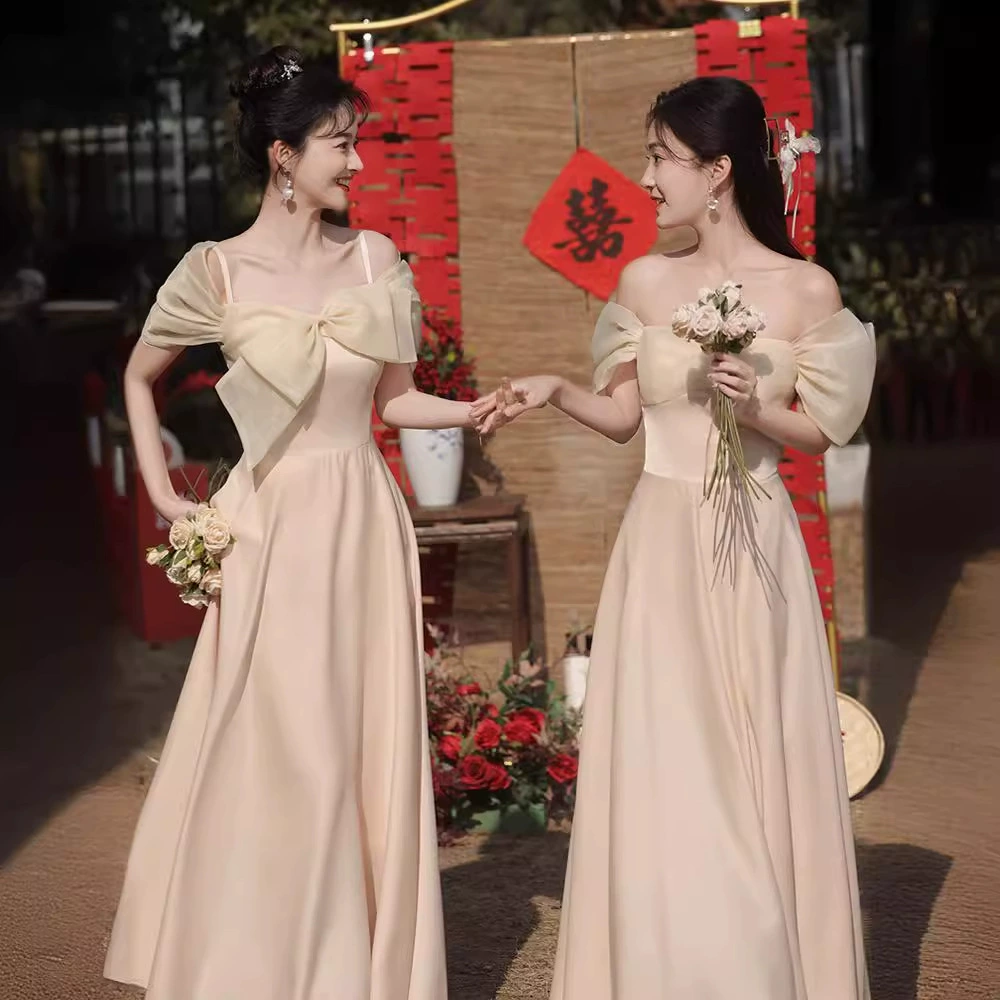 Платье подружки невесты цвета шампань, сказочно-элегантное, новинка весна-лето 2025, эксклюзивное платье для подружек невесты, можно носить повседневно и оно стройняет фигуру.