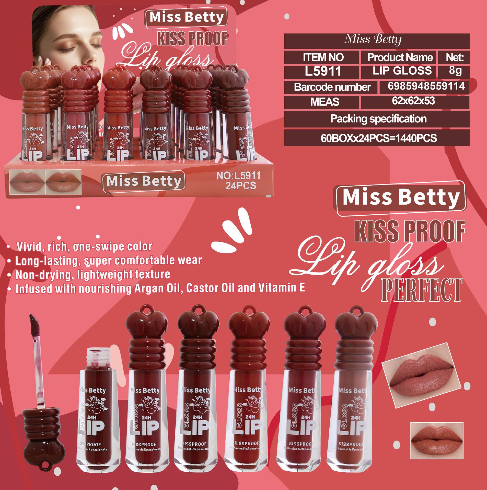 Espejo transfronterizo labial miel labial aceite fácil de colorear labios sin taza de lápiz labial humectante