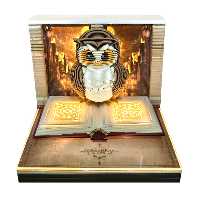 跨境哈利波特魔法列车微缩纸雕模型桌面装饰文创摆件3d立体便签本|undefined