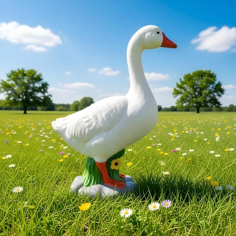 Giddy the Porch Goose Statue: Porch Goose, Garden White Goose with Sand-Filled Hole at the Bottom Giddy the Porch Goose Statue: Porch Goose, Garden White Goose with Sand-Filled Hole at the Bottom