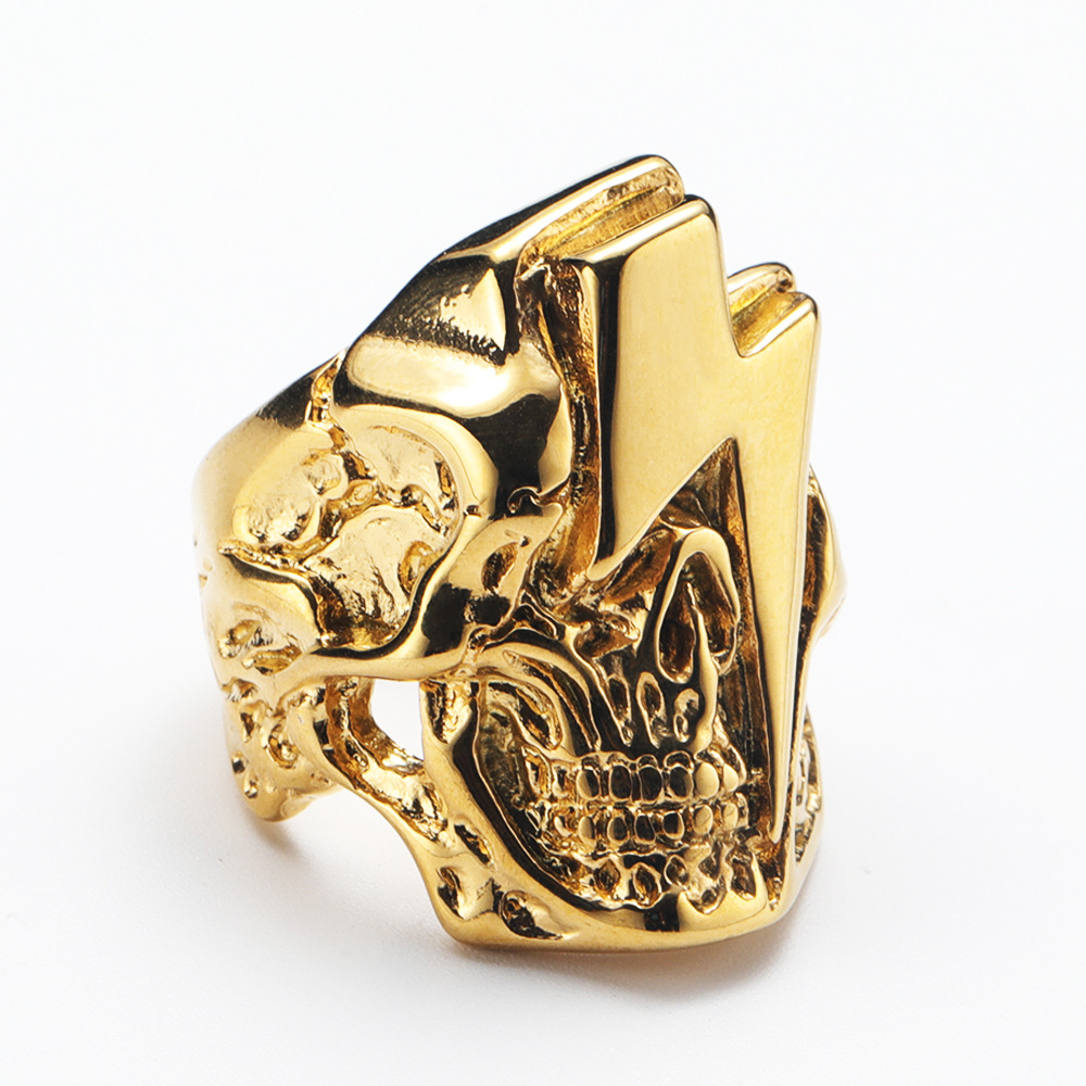 Lightning, Skull Pattern Punk Lightning Skull Titanium Steel Polishing Rings