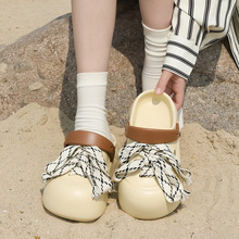 洞洞鞋鞋带eva厚底新款可爱夏季外穿沙滩包头两穿凉拖鞋女