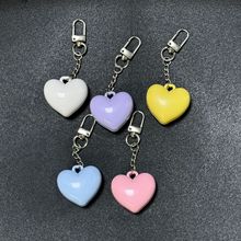 现货粉色蓝色白色爱心粉盒带铝盘钥匙链diy粉盒塑料眼影粉饼腮红