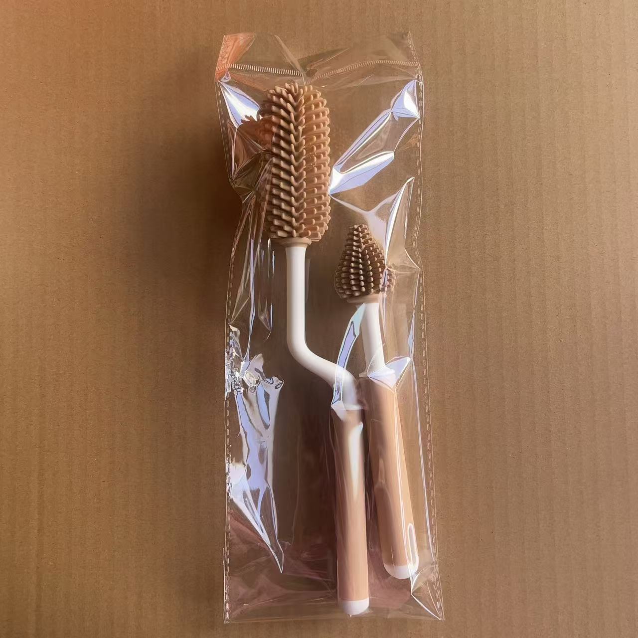 Cepillo de silicona para biberones Cepillo de chupete para bebé Cepillo de pajita Juego de tres piezas Cepillo de limpieza para niños pequeños Juego de combinación de biberones de lavado para bebés