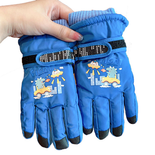 Children's ski gloves are waterproof and warm in winter, plus velvet and thickened, for boys and girls to ride, anti-freeze and cold-proof for babies to play in the snow.