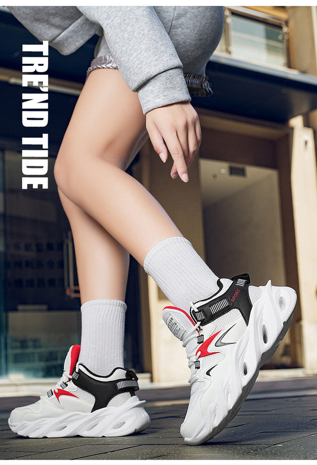 Giày thể thao nam cỡ lớn đế dày tăng chiều cao, thân lưới thoáng khí, kiểu dad shoes chạy bộ — 2607 màu đen, 2607 đen trắng xám, 2607, màu đen, trắng và đỏ chi tiết 21