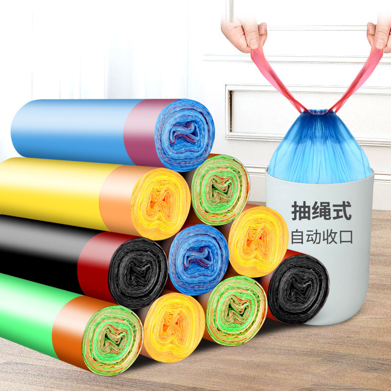 ゴミ袋手提げひもゴミ袋厚めカラー断点式キッチン家庭用ひもビニール袋自動レジ|undefined