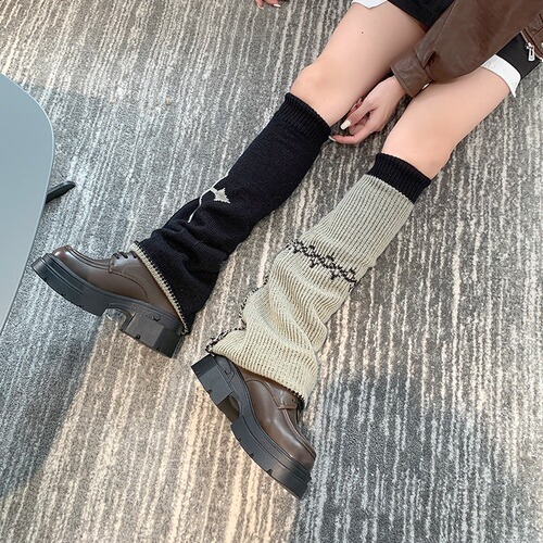 Autumn and winter knitted wide-leg socks Y2K calf socks for hot girls leg covers subculture versatile personality pile socks