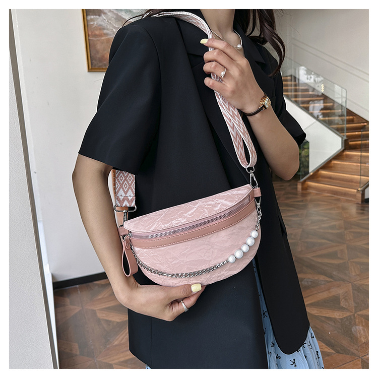 750g Weight Nylon Lining Material Zipper Closure Type Single Shoulder Strap Strap Type Crossbody Bag Bags Type Casual, Holiday Occasion Pu Leather Material Solid Color Pattern All Seasons Season Women's Gender Vintage Style, Streetwear Style Dumpling Shape Shape Medium Size Women's Vintage Style Streetwear Solid Color Pu Leather Waist Bags 10