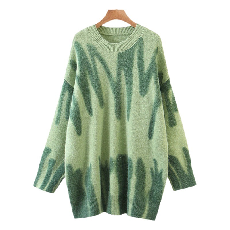 Transfronteriza suéter impreso ropa de mujer Primavera y otoño 2023 nuevo jersey estilo coreano Suelta todo fósforo ropa de abrigo suéter abrigo image 1
