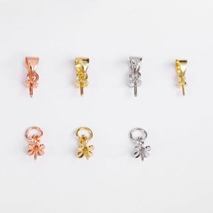 Color-retaining 18kDIY real gold-plated half-hole pearl drop pin pendant buckle