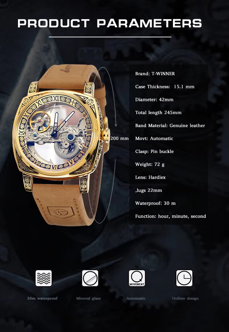Forsining Vintage Automatic Mechanical Watch For Men Carved Style_voghion.com