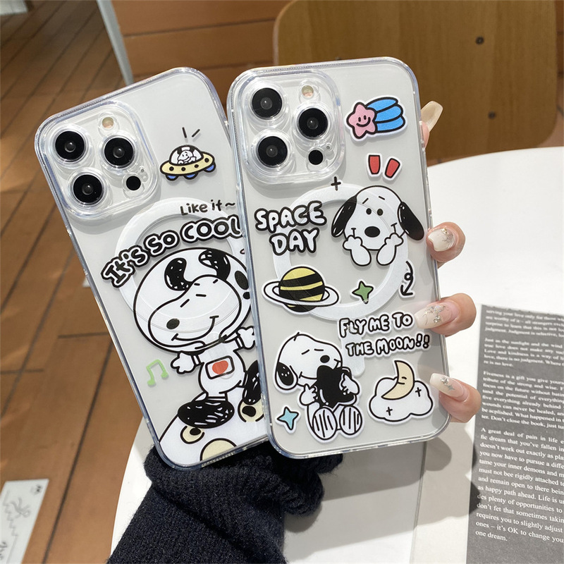 Snoopy iphone15promax Phone Case Cartoon Apple 13 Cute 14 Magnetic Bracket 12 Soft 11