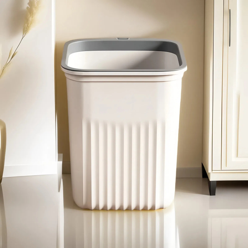 Ins-Style Trash Can for Home Use, Large Capacity, Suitable for Living Room, Kitchen, Bedroom, Bathroom, Toilet, Office, with a Ring-Shaped Paper Basket