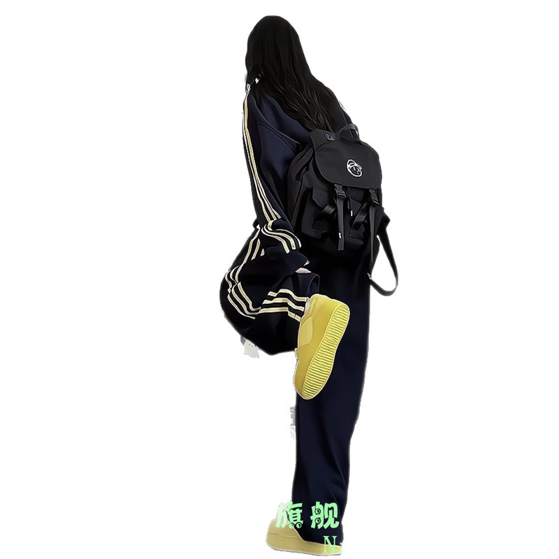 深圳南油运动套装女秋季宽松慵懒风侧条纹开衫卫衣阔腿裤两件套潮|undefined