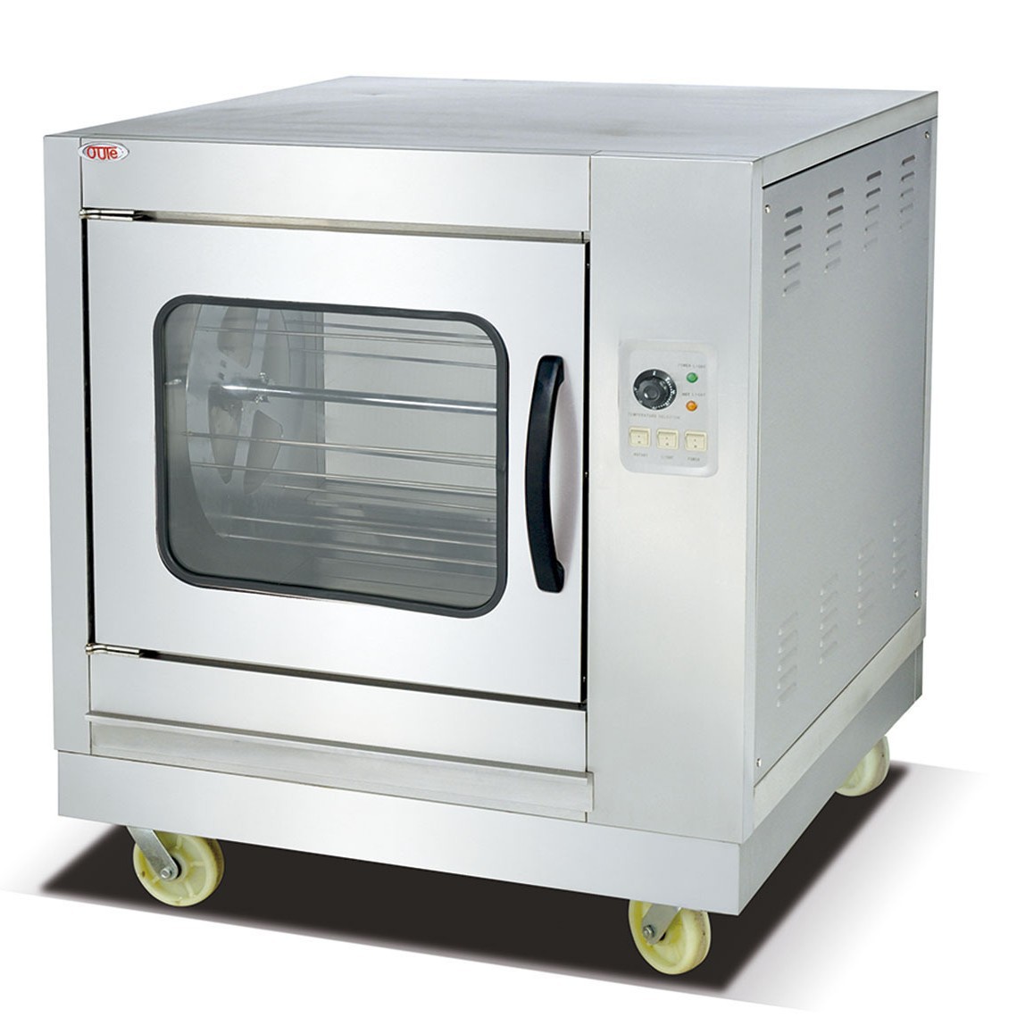 欧特厂家直销不锈钢卧式自动旋转烧烤炉大容量无烟烤鸡炉OT-201