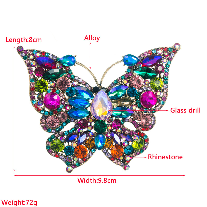 75g Weight Fashion Pin Butterfly Alloy Inlay Rhinestones Women'S Brooches