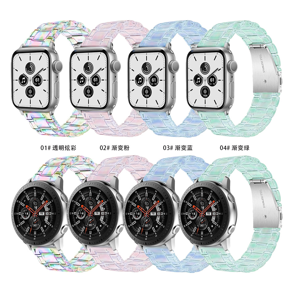 For apple Watch 7 apple Three Beads Strap Samsung Colorful Transparent Watch Strap iwatch6/5 Universal