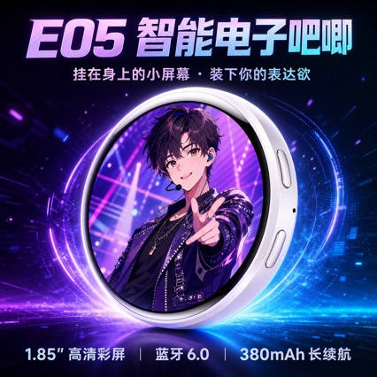 工厂批发磁吸充电款电子吧唧高清显示屏低功耗长续航动漫DIY 徽章