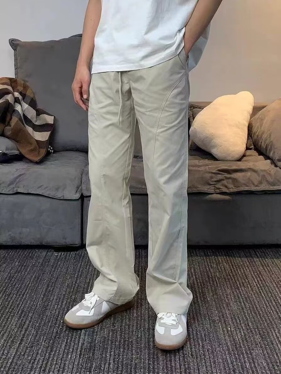 American Style Basic Diagonal Cut Casual Pants For Men Women, Summer Thin Workwear, Straight Loose Fit, Heightening And_mkmklike.com