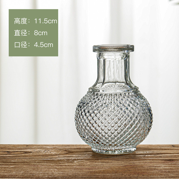 Retro light luxury relief transparent French mini glass vase living…