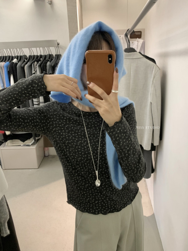 【MISS密思家】甜美小花朵圆领碎花磨毛长袖T恤女装89052|undefined
