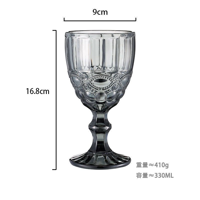 Gran por mayor transfronterizo vasos de vino en relieve europeos tazas de vidrio de colores tazas de bebida de jugo de frutas espesadas tazas de leche de boda tazas de pies altos