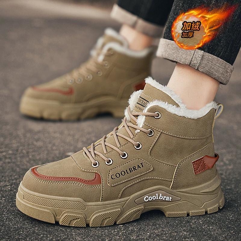 Зимняя новая мужская обувь плюс бархатные ботинки Martin модные мужские дикие утолщенные теплые хлопчатобумажные туфли