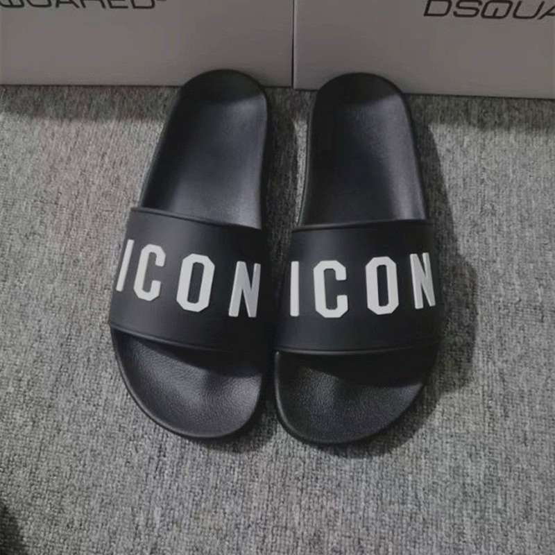 D2 Men's Slippers Letter Printed Flats Open Toe Beach Slippers Cambodia Phnom Penh Vietnam Singapore Sandals
