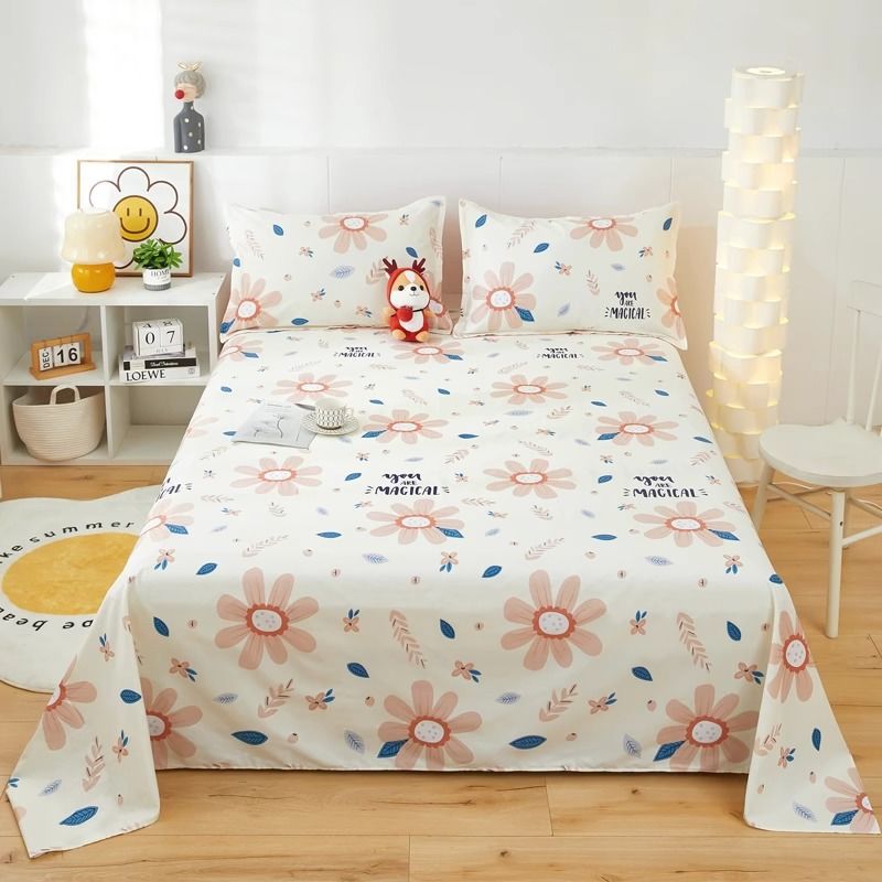 Sábanas de algodón de una sola pieza de tela de algodón dormitorio de estudiantes cama individual funda de almohada individual dormitorio fresco pequeño estilo ins