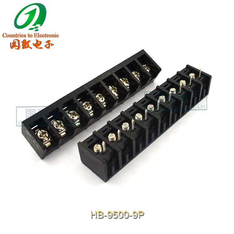 HB9500-9.5mm カバーなし プラスイエローカバー フェンスタイプ 端子台 2P/3P/4P/5P/6P ブラック フェンスタイプ|undefined