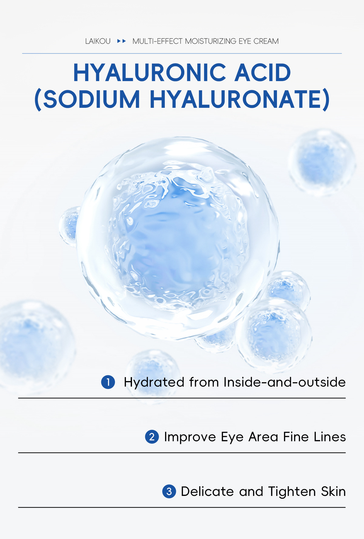 Cross-border LAIKOU Hydrating Roll-on Eye Cream 20g, eye moisturizing and eye care skin care product manufacturer supply undefined