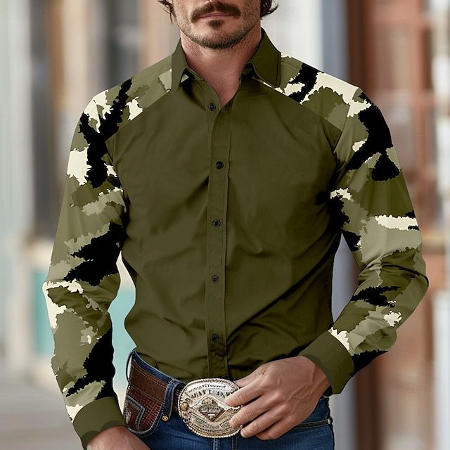 Ropa de mujer de comercio exterior de estilo europeo y americano 2025 nueva moda casual camuflaje de todo fósforo camisa de manga larga para hombre MB12